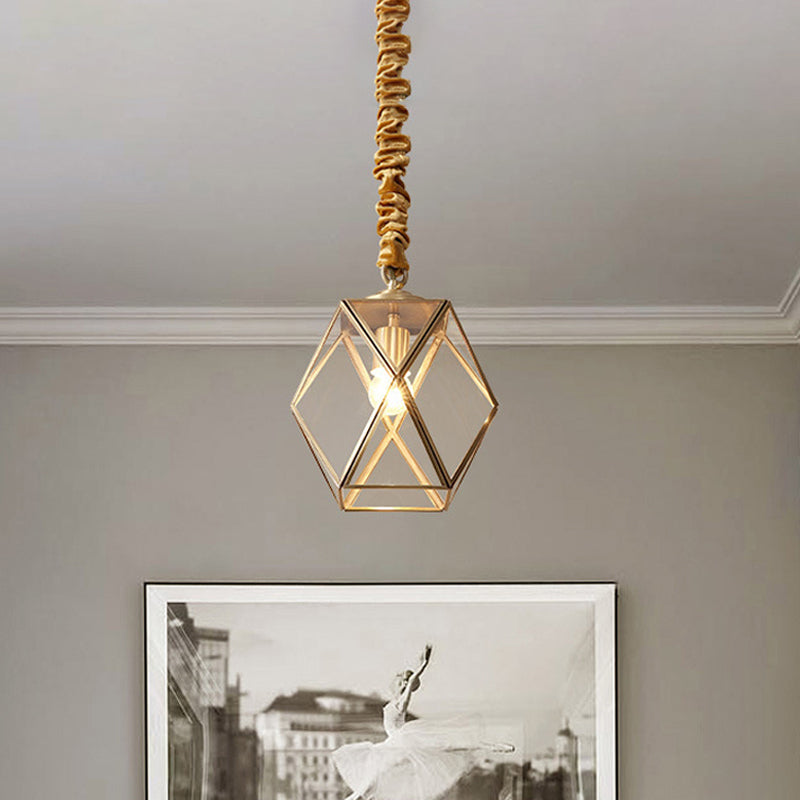Prismatisch/gefacetteerd/diamant helder/matglas hangende hanger vintage 1-licht slaapkamer plafondlicht in messing