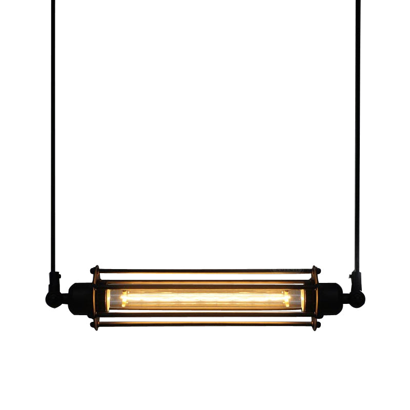 Suspension de barre de cuisine de tube Pendant Iron industriel Fer 1-Light Black Hanging Lightture