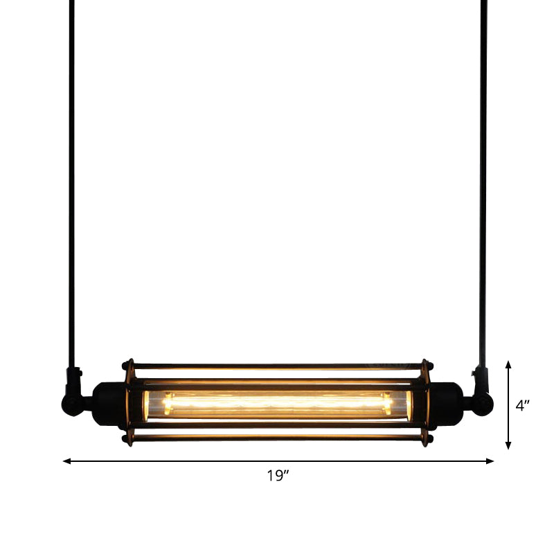 Tube Keukenbar Suspensie Hanger Industriel Iron 1-Licht Zwart Hanging Light armatuur