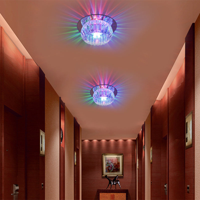 Donut Mini Corridor plafond licht helder kristal moderne led semi -spoel gemonteerde lamp in warm/wit/multi -kleurenlicht