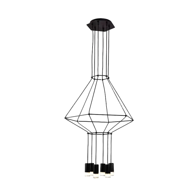 4/6/8 cabezas colgante de hierro liviano industrial hexagonal/columna larga estructura 3d araña de comedor