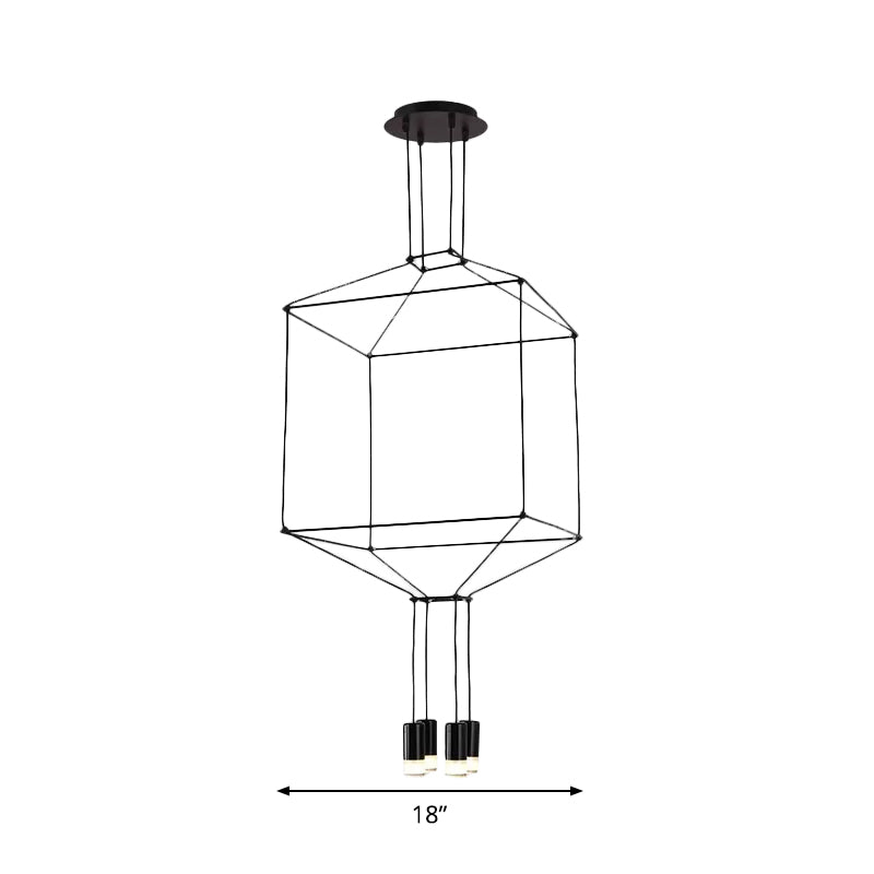 4/6/8 cabezas colgante de hierro liviano industrial hexagonal/columna larga estructura 3d araña de comedor