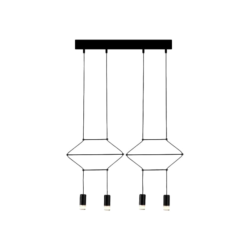 4/6/8 cabezas colgante de hierro liviano industrial hexagonal/columna larga estructura 3d araña de comedor