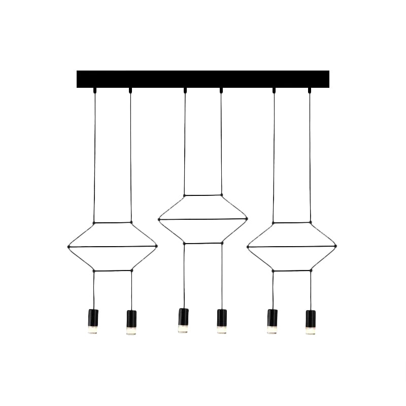 4/6/8 cabezas colgante de hierro liviano industrial hexagonal/columna larga estructura 3d araña de comedor