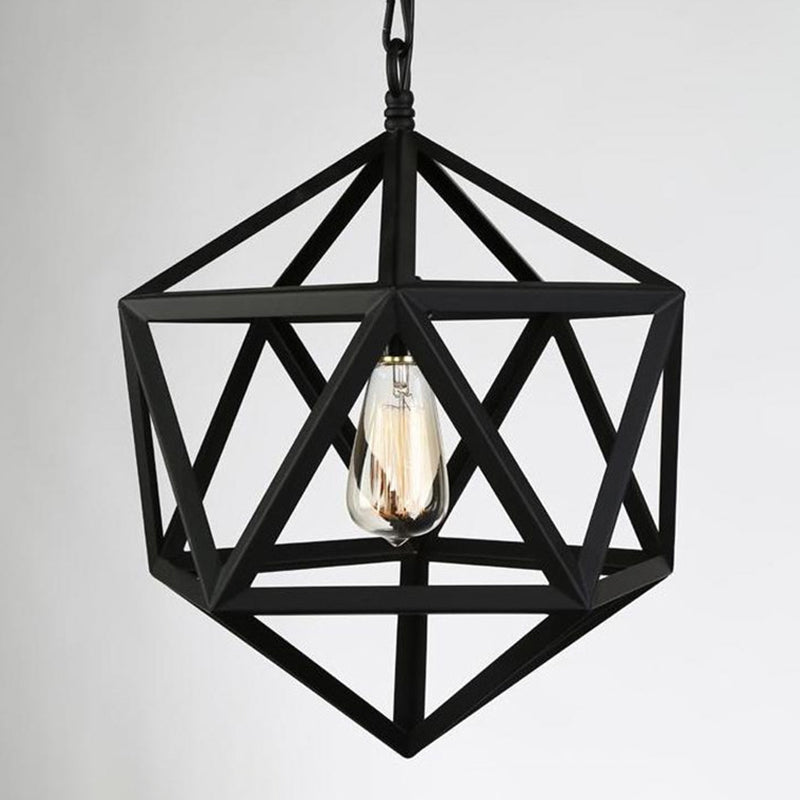 Geometrische metalen hanglampverlichting Industrial 1 kop 14 "/18" /21,5 "brede eetkamer in het zwart verlichting in het zwart