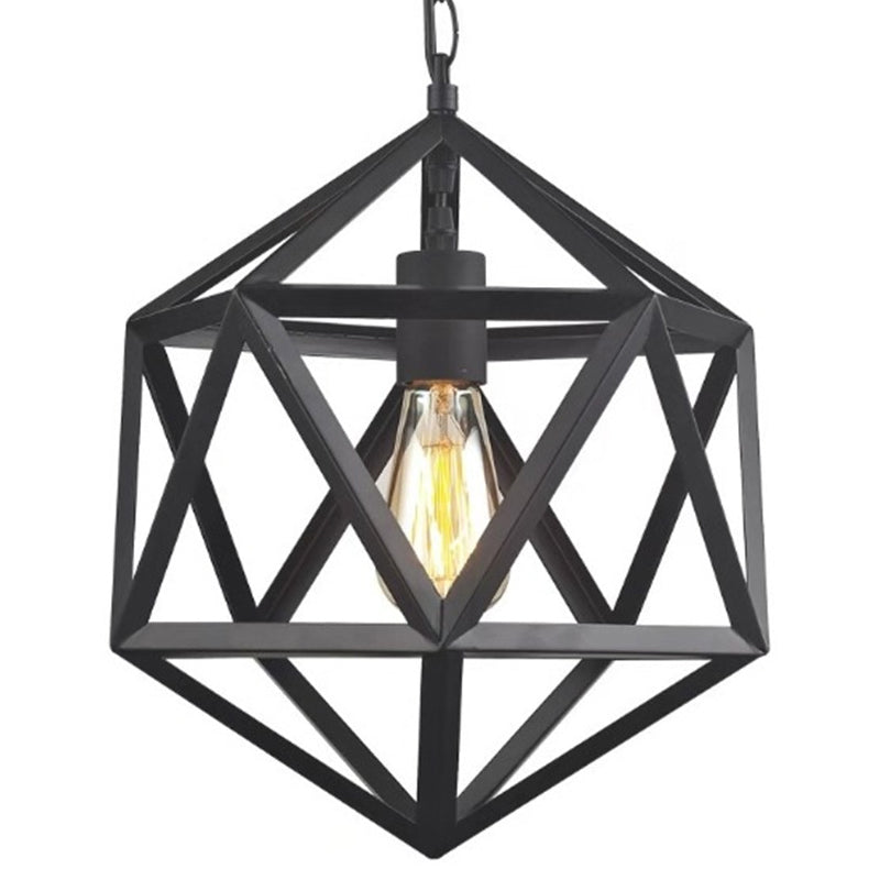 Éclairage de pendentif géométrique en métal industriel 1 tête 14 "/ 18" /21,5 "de largeur de largeur à la baisse en noir