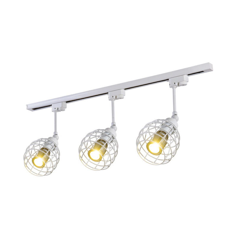 2/3 luces Flush Mount Spotlight Industrial Bistro Semi Flush Luz de techo con jaula de hierro de la esfera en negro/blanco/óxido