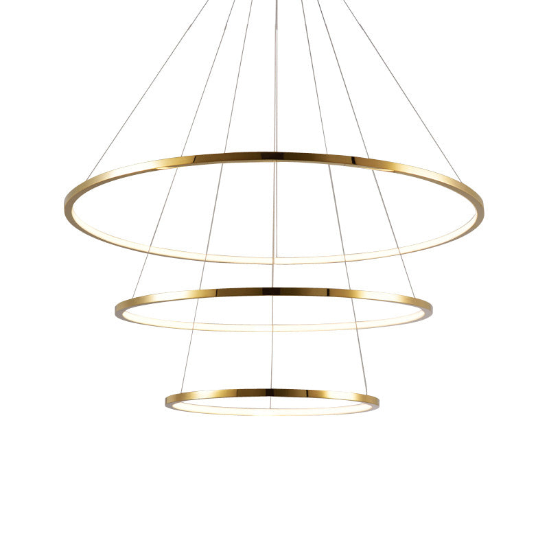 Or 3/4 niveaux lampe de lustre simplicité en acier inoxydable LED Cercle Plafond Pendent