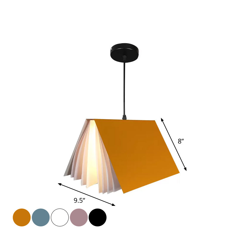 Book Pendant Ceiling Light Nordic Plastic 1-Bulb Living Room Hanging Lamp in White/Black/Yellow