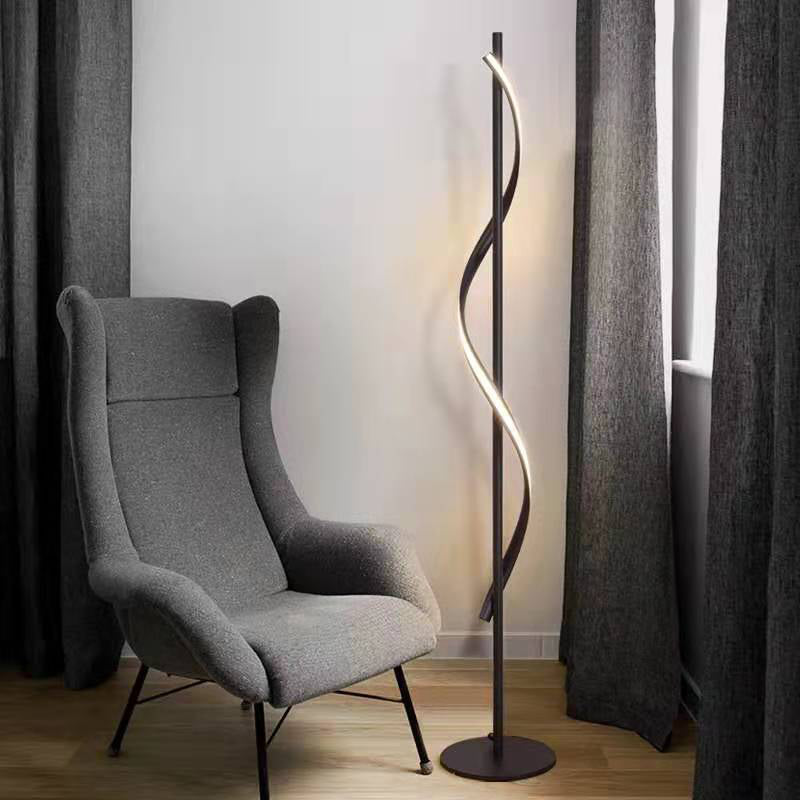 Minimalist LED Floor Lamp Black Bubbling/Wavy/Twisting Standing Floor Light with Acrylic Shade in Warm/White Light