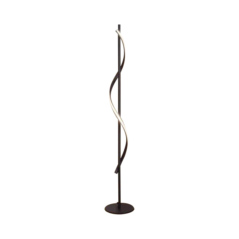 Minimalist LED Floor Lamp Black Bubbling/Wavy/Twisting Standing Floor Light with Acrylic Shade in Warm/White Light