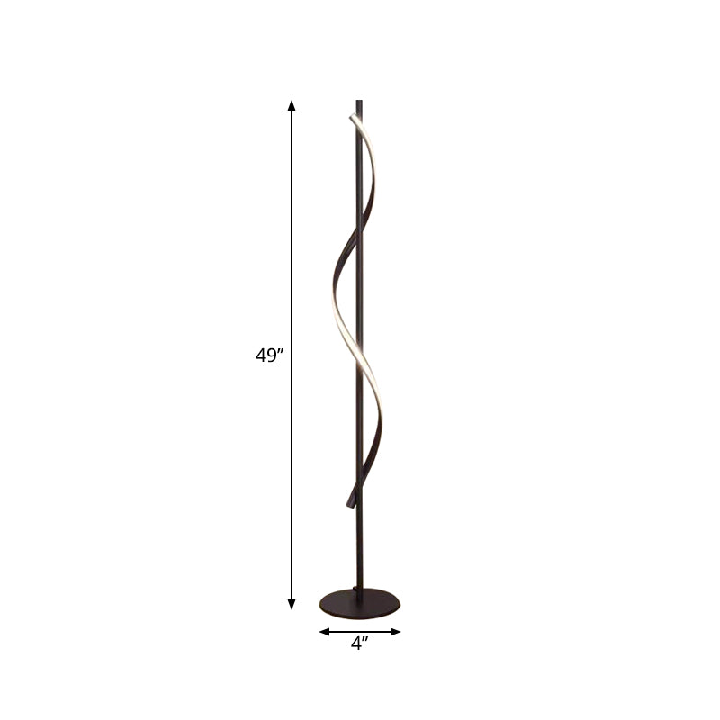 Minimalist LED Floor Lamp Black Bubbling/Wavy/Twisting Standing Floor Light with Acrylic Shade in Warm/White Light