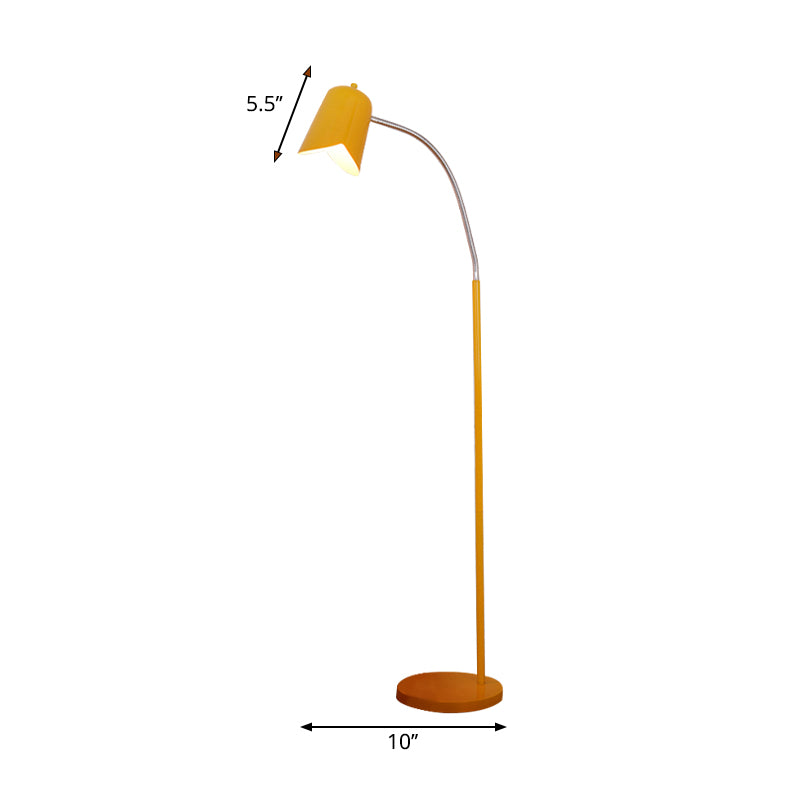 Lámpara de piso delgada de tono de campana 1 luz de metal con estilo nórdico con cuello de cisne para oficina para oficina