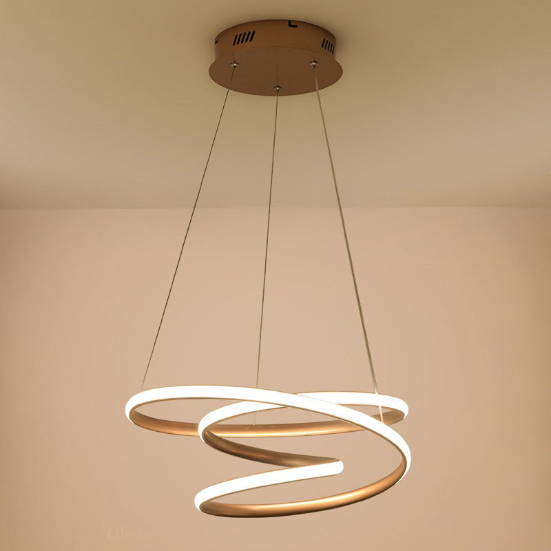 18"/23.5"/31.5" W Minimal Twisting Pendant Light Acrylic Dining Room LED Ceiling Chandelier in Gold, Warm/White Light