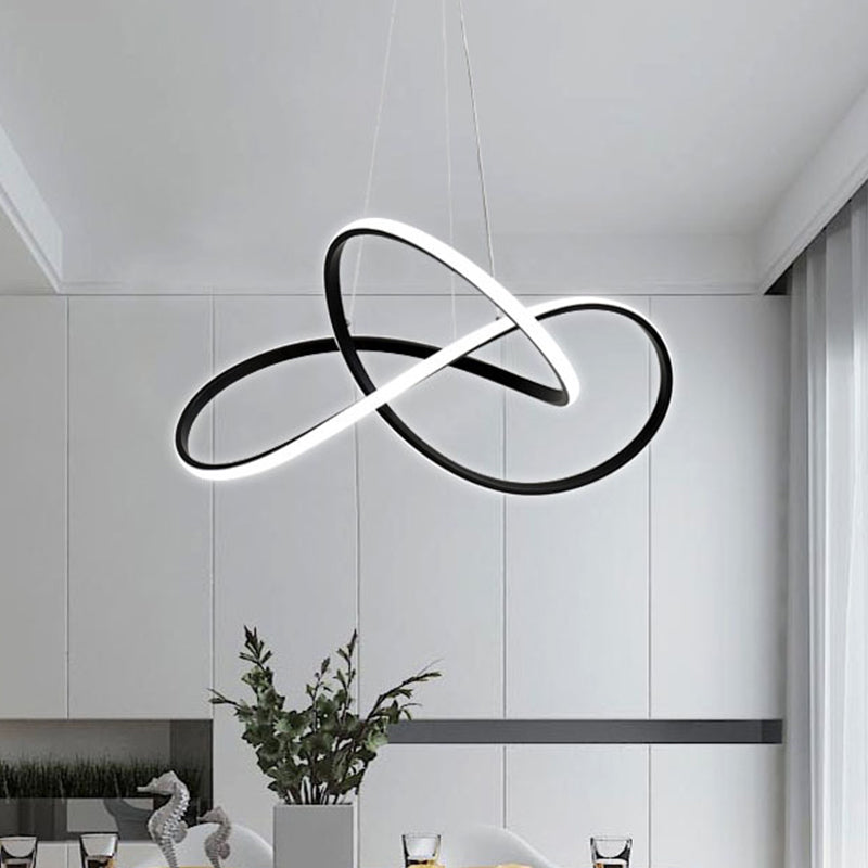 Cycle Pendre Light Aymat Simplicité Chandelier LED noir / blanc acrylique en lumière chaude / blanc, 19,5 "/27,5" Largeur