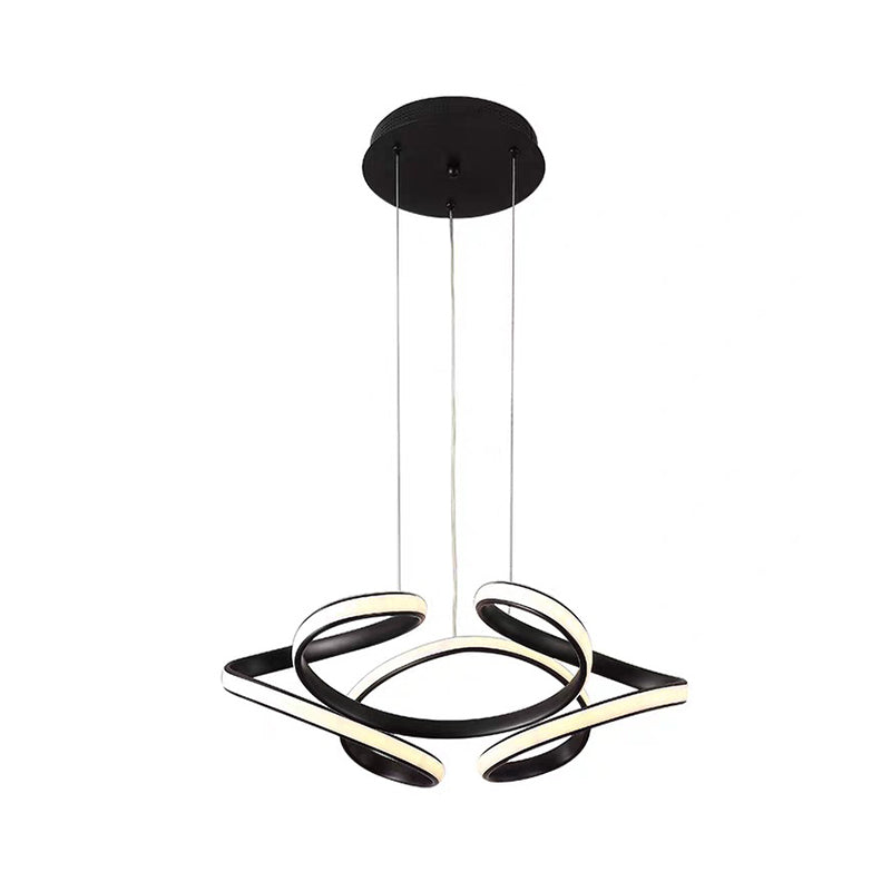 Modern Style LED Chandelier Black Curved Pendant Lighting with Acrylic Shade, Warm/White Light