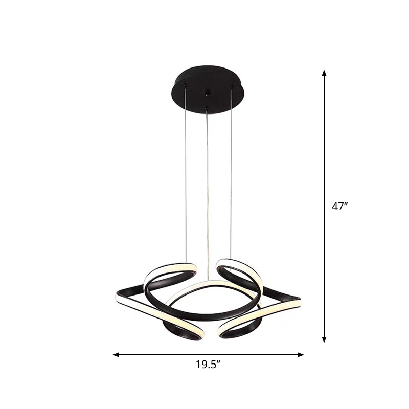 Modern Style LED Chandelier Black Curved Pendant Lighting with Acrylic Shade, Warm/White Light