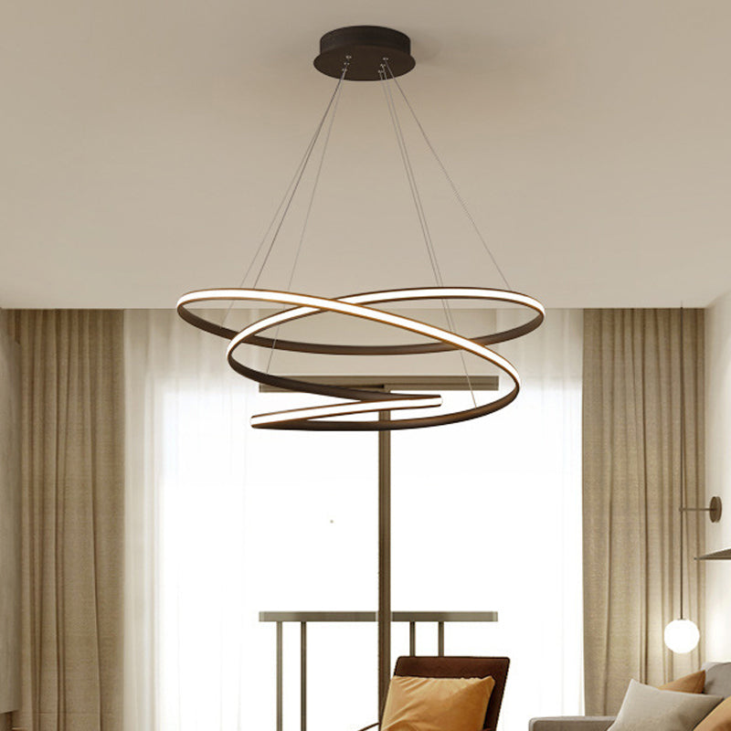 Acrylic Spiral Chandelier Light Simplicity 16"/23.5"/39" Wide LED Coffee Pendant Light Fixture for Living Room