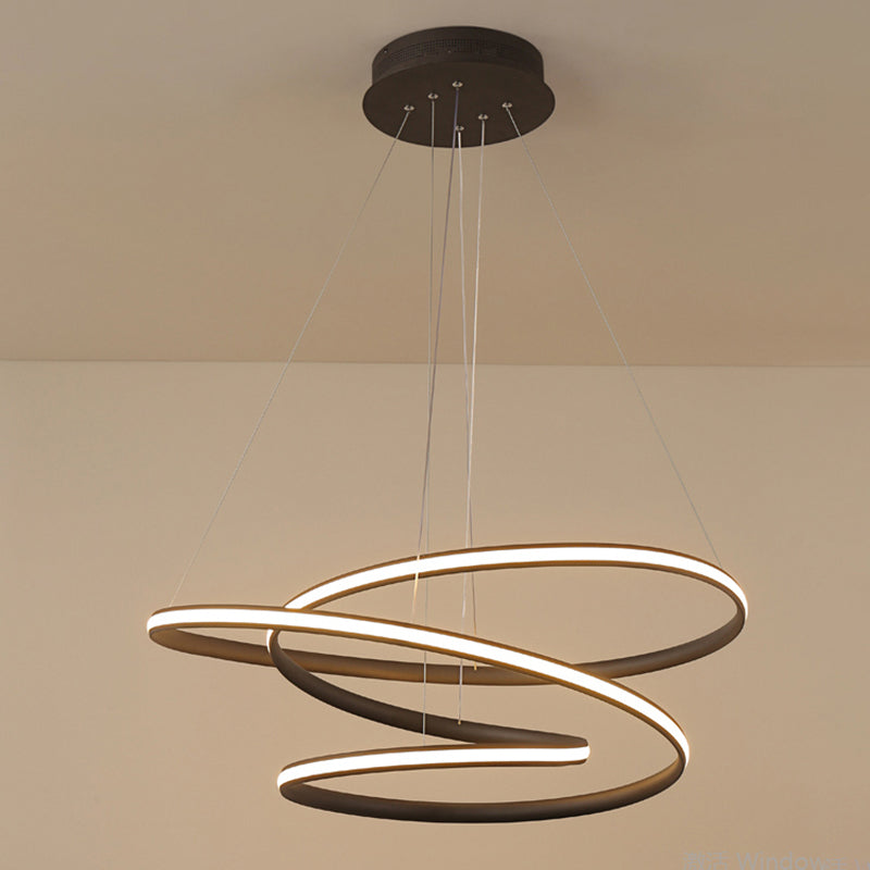 Acrylic Spiral Chandelier Light Simplicity 16"/23.5"/39" Wide LED Coffee Pendant Light Fixture for Living Room