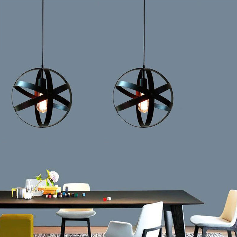 Metallic Interlocking Ring Pendant Lamp Industrial 1 Head Dining Room Down Lighting in Black/Rust/Silver