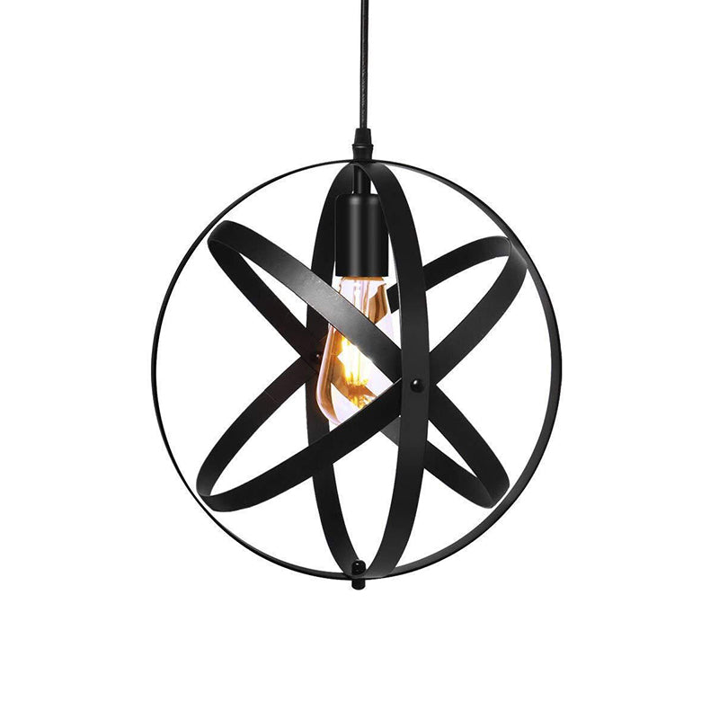 Metallic Interlocking Ring Pendant Lamp Industrial 1 Head Dining Room Down Lighting in Black/Rust/Silver