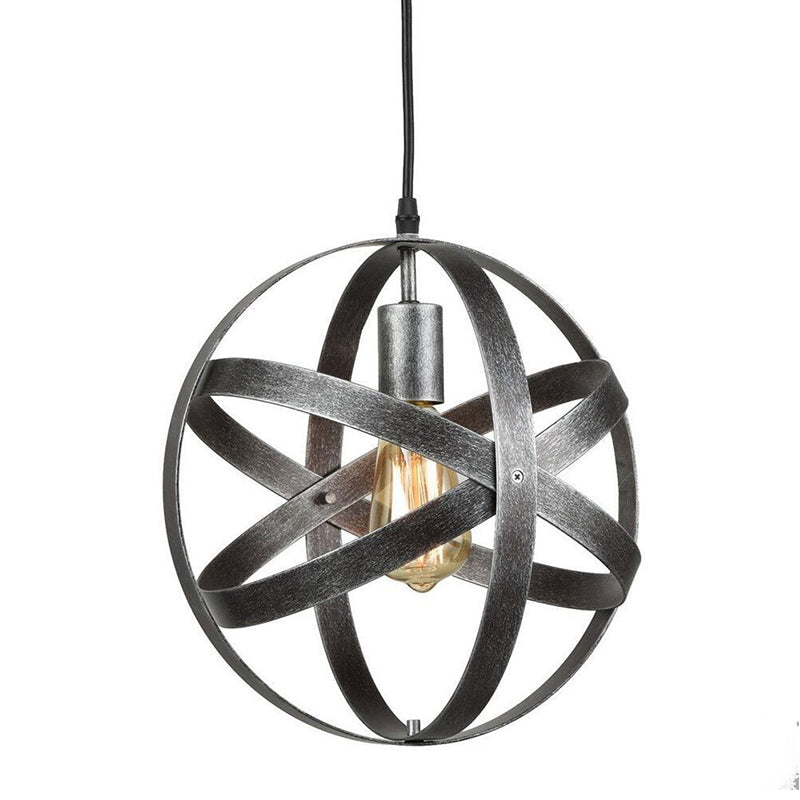 Metallic Interlocking Ring Pendant Lamp Industrial 1 Head Dining Room Down Lighting in Black/Rust/Silver