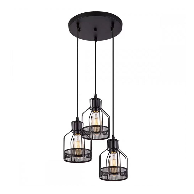 Frame di bottiglie a 3 luci Multi-pendenti Rustico Black Iron Assorbimento di appendi Luce per sala da pranzo