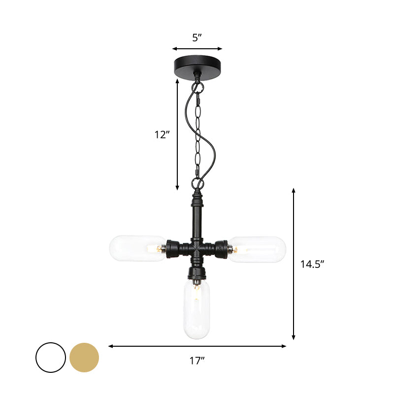 Iluminación de araña de tubería de vidrio ámbar/cárcano de 3 cabezas 3 cabezas de comedor techo led colgar accesorio