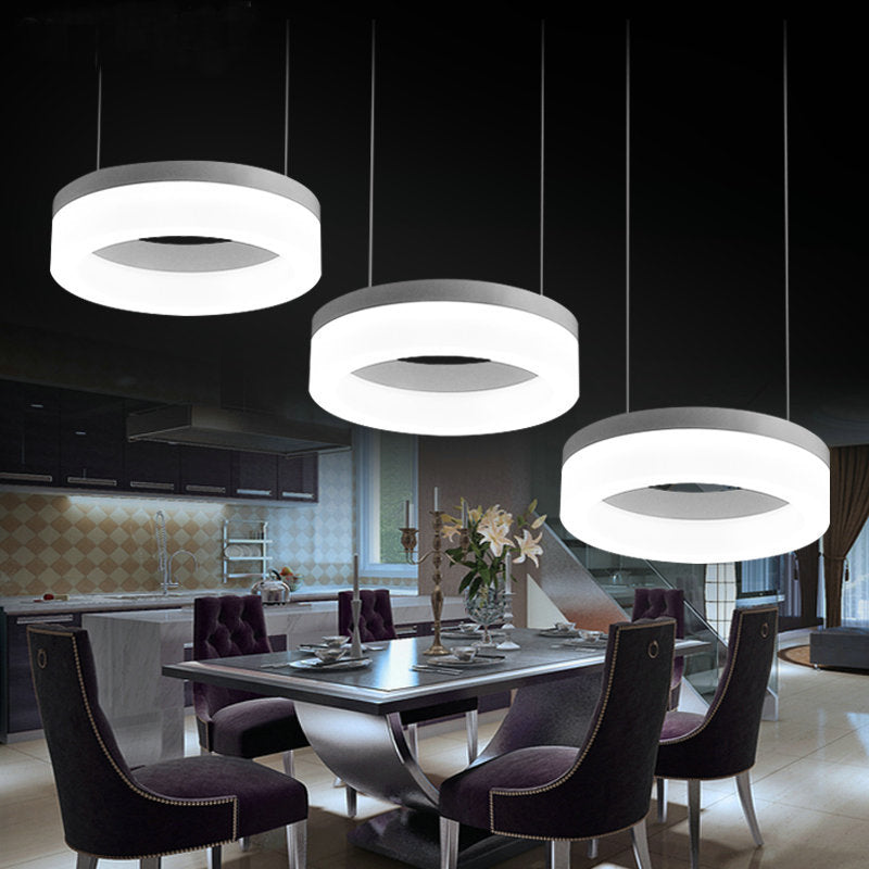 Aluminum Cluster Ring Pendant Simple Style White LED Suspended Lighting Fixture in Warm/White Light