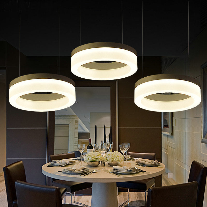 Aluminum Cluster Ring Pendant Simple Style White LED Suspended Lighting Fixture in Warm/White Light