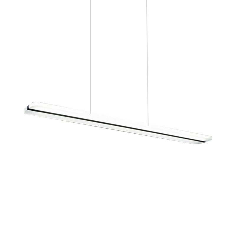 Curved/Straight Line Dining Room Pendant Acrylic Minimalistic LED Hanging Ceiling Light in Black, Warm/White Light