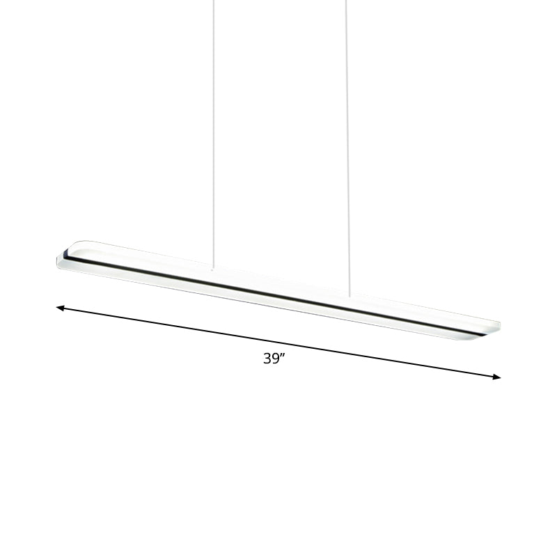 Curved/Straight Line Dining Room Pendant Acrylic Minimalistic LED Hanging Ceiling Light in Black, Warm/White Light