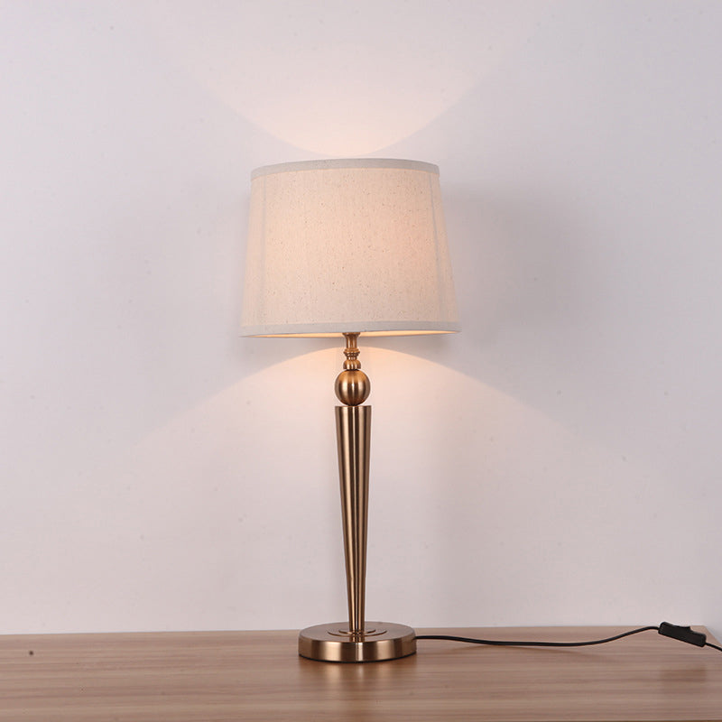 Tapered Standing Table Lamp Modern Fabric 1 Head White Nightstand Light for Hotel