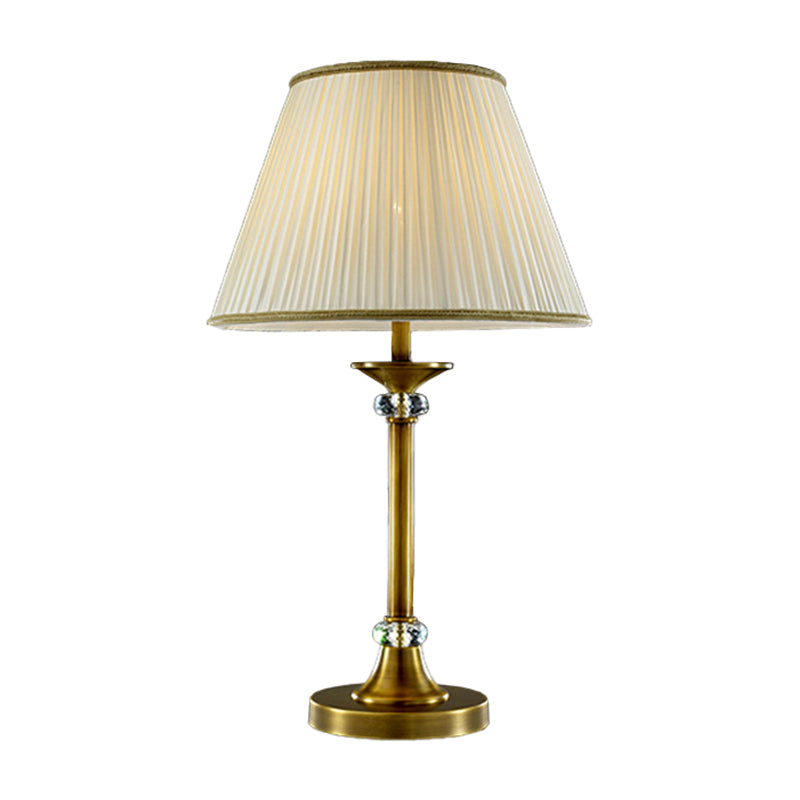 Postmodern 1-Light Nightstand Light White Cone Table Lamp with Pleated Fabric Shade