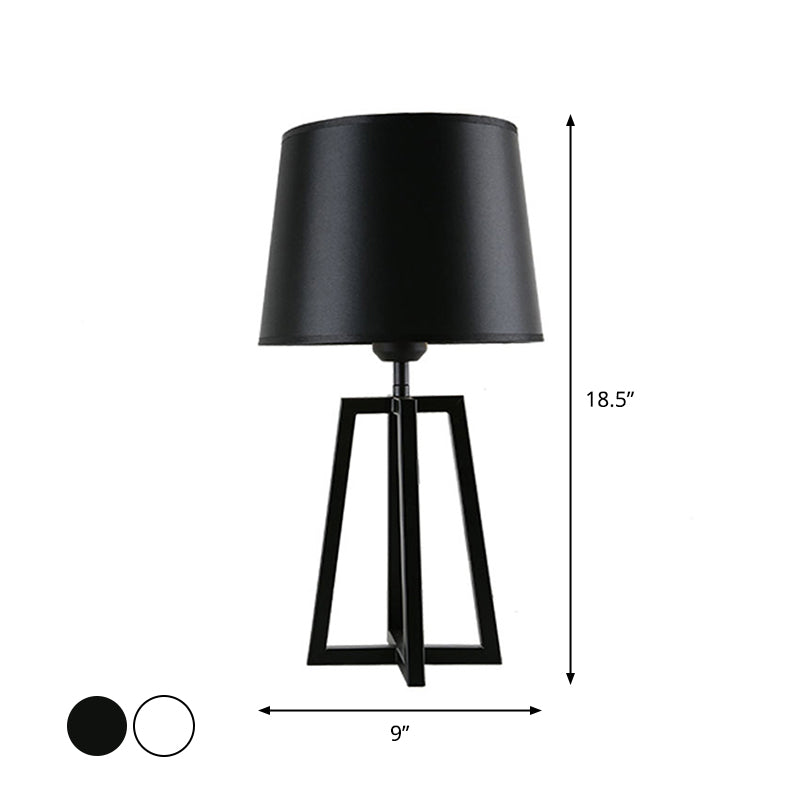 Tapered Shade Night Lamp Nordic 1 Head Black/White Table Stand Light with Trapezoid Stand