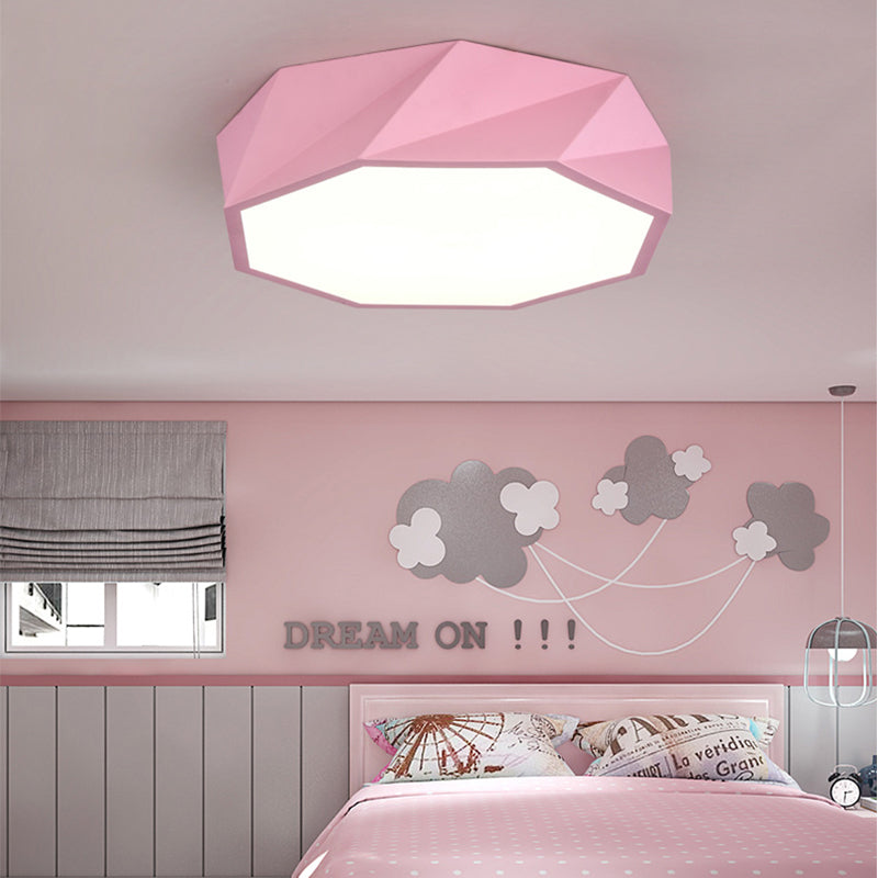 Facet Octagon Game Room Ceiling Light Acrylic Modern Flat LED Ceiling Mount Light