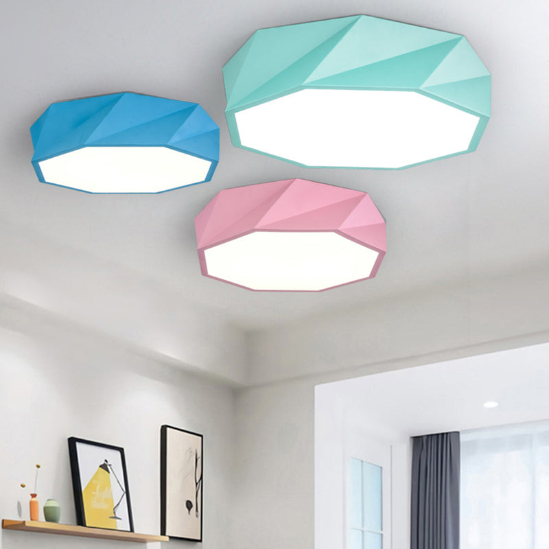 Facet Octagon Game Room Ceiling Light Acrylic Modern Flat LED Ceiling Mount Light