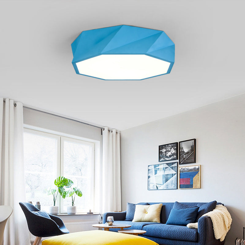 Facet Octagon Game Room Ceiling Light Acrylic Modern Flat LED Ceiling Mount Light