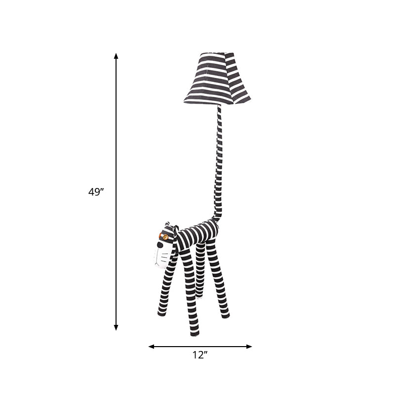 Creative Stripe Cat Floor Lamp with Shade Fabric Single Light Black Floor Light for Dining Room