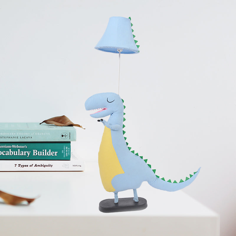 Cartoon -stijl vloerlamp dinosaurus 1 lichte stof vloerlicht voor jongens slaapkamer studeerkamer