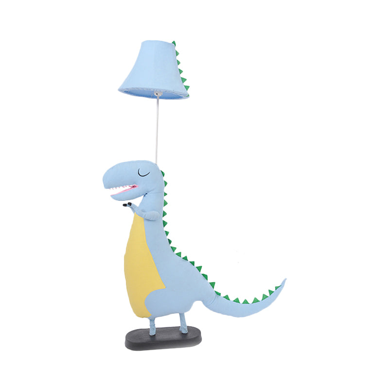 Cartoon Style Floor Lamp Dinosaur 1 Light Fabric Floor Light for Boys Bedroom Study Room