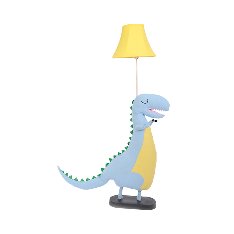 Cartoon Style Floor Lamp Dinosaur 1 Light Fabric Floor Light for Boys Bedroom Study Room