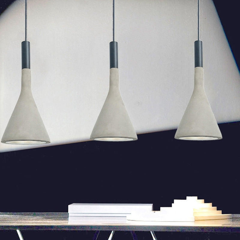 Noordse trechtervormige hangende lamp 1-licht cement plafond hanger licht in zwart en grijs