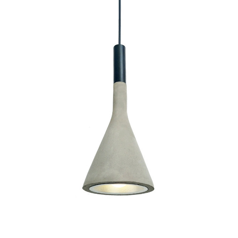 Nordic Funnel Shaped Hanging Lamp 1-Light Cement Ceiling Pendant Light in Black and Grey