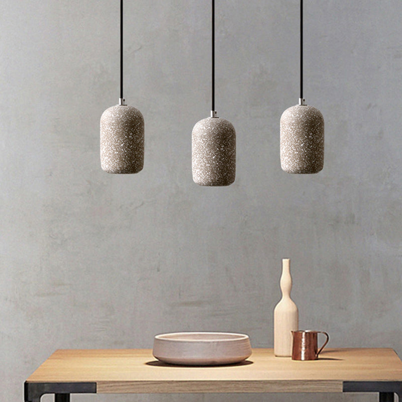 Capsule Shaped Dining Room Pendant Loft Terrazzo Black/Grey/White LED Ceiling Hang Lamp in Warm/White Light