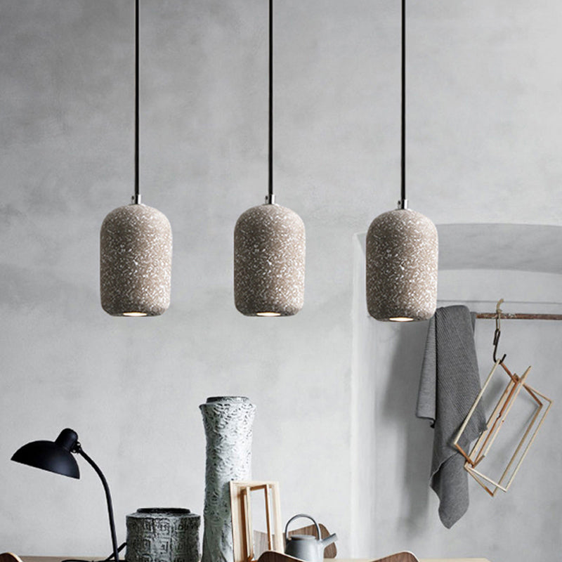 Capsule Shaped Dining Room Pendant Loft Terrazzo Black/Grey/White LED Ceiling Hang Lamp in Warm/White Light