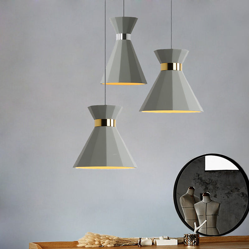 1 Head Hourglass Ceiling Pendant Nordic Grey Cement Suspension Light for Dining Room, 8.5"/10.5" W