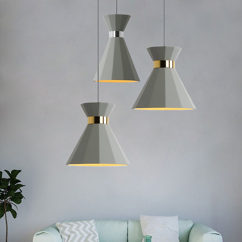 1 Head Hourglass Ceiling Pendant Nordic Grey Cement Suspension Light for Dining Room, 8.5"/10.5" W