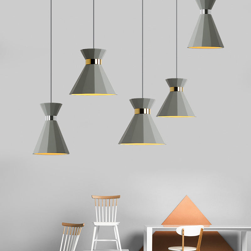 1 Head Hourglass Ceiling Pendant Nordic Grey Cement Suspension Light for Dining Room, 8.5"/10.5" W