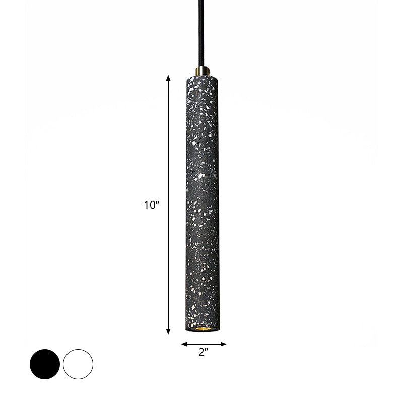 Terrazzo flûte pendulum léger nordique 10 "/19,5" haut bistrot à LED suspendu en blanc / noir